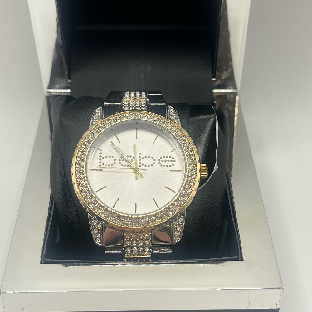 Bebe Two-Tone Watch with Crystal Detailing